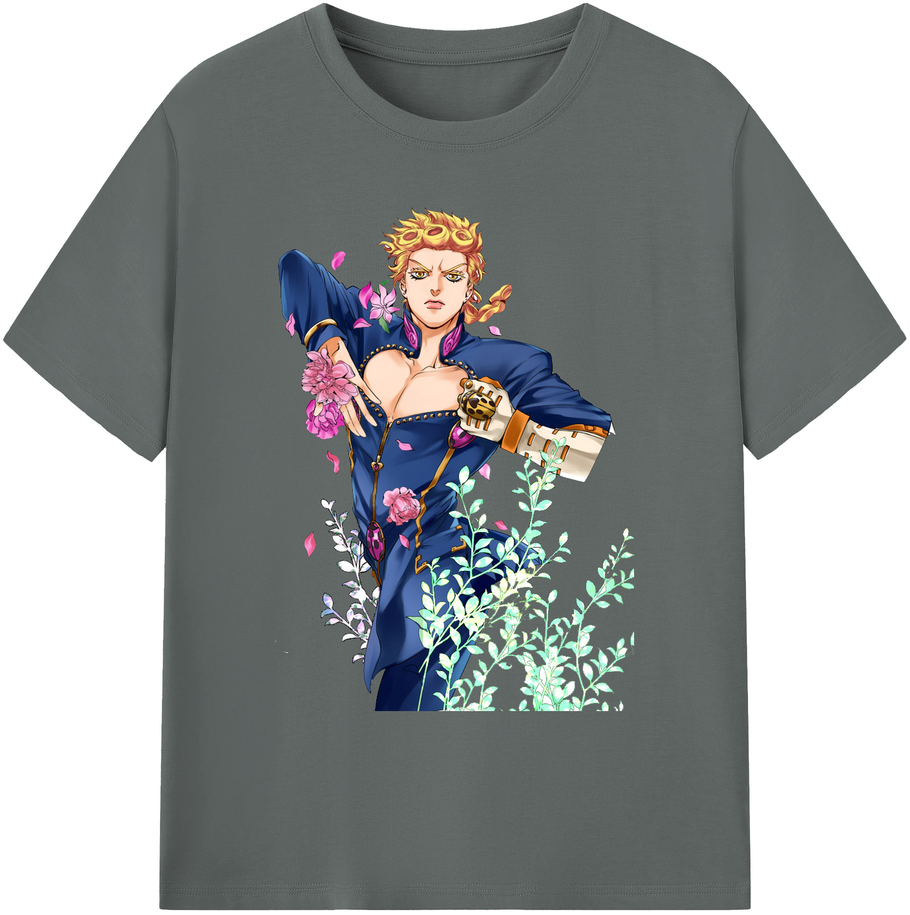 （画像用） ジョジョの奇妙な冒険 ジョルノ?ジョバァーナ JoJo's Bizarre Adventure Giorno Giovanna 綿100％ メンズ半袖Tシャツ｜肌触りやわらか＆通気性